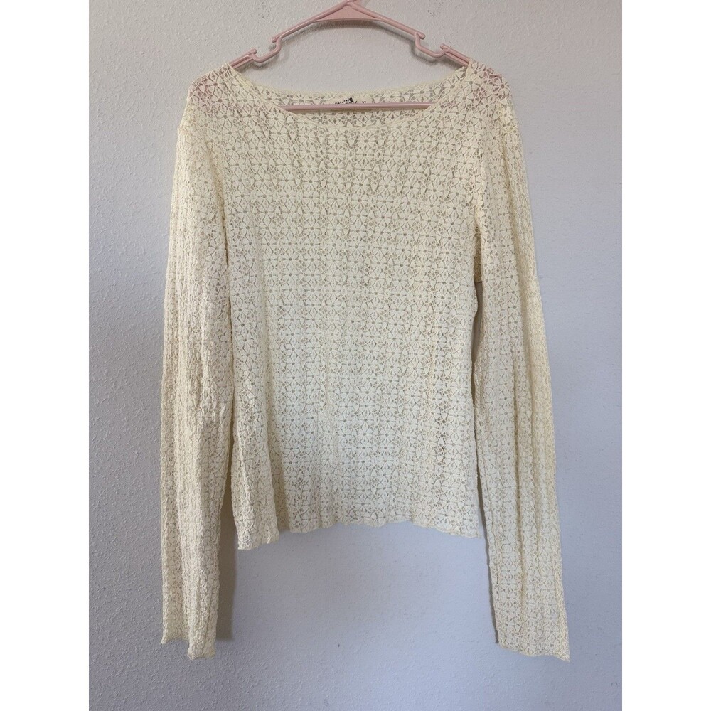 Natural Life Pearl Knit Layering Top Size X Large Beige Crochet Boho Cottagecore - Picture 2 of 6